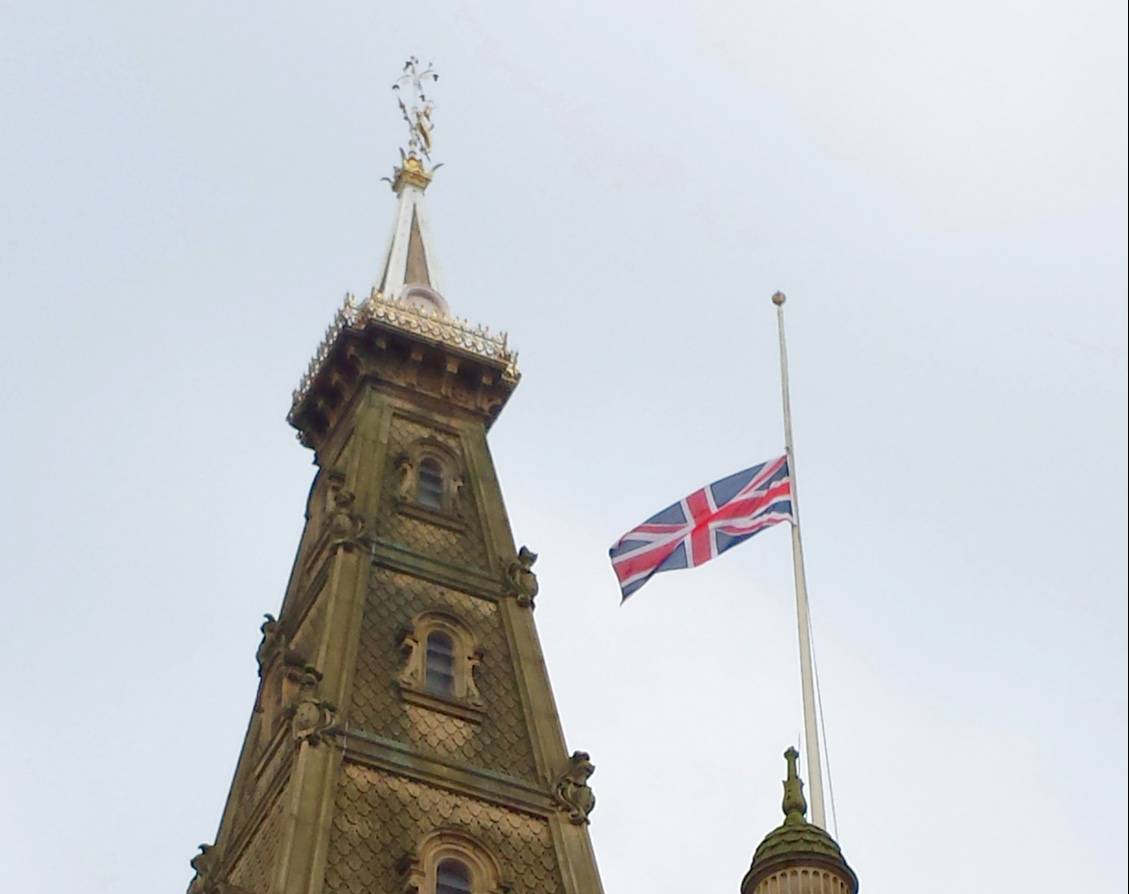 Town Hall flag at half-mast