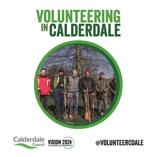 Volunteers logo with image of group outdoors