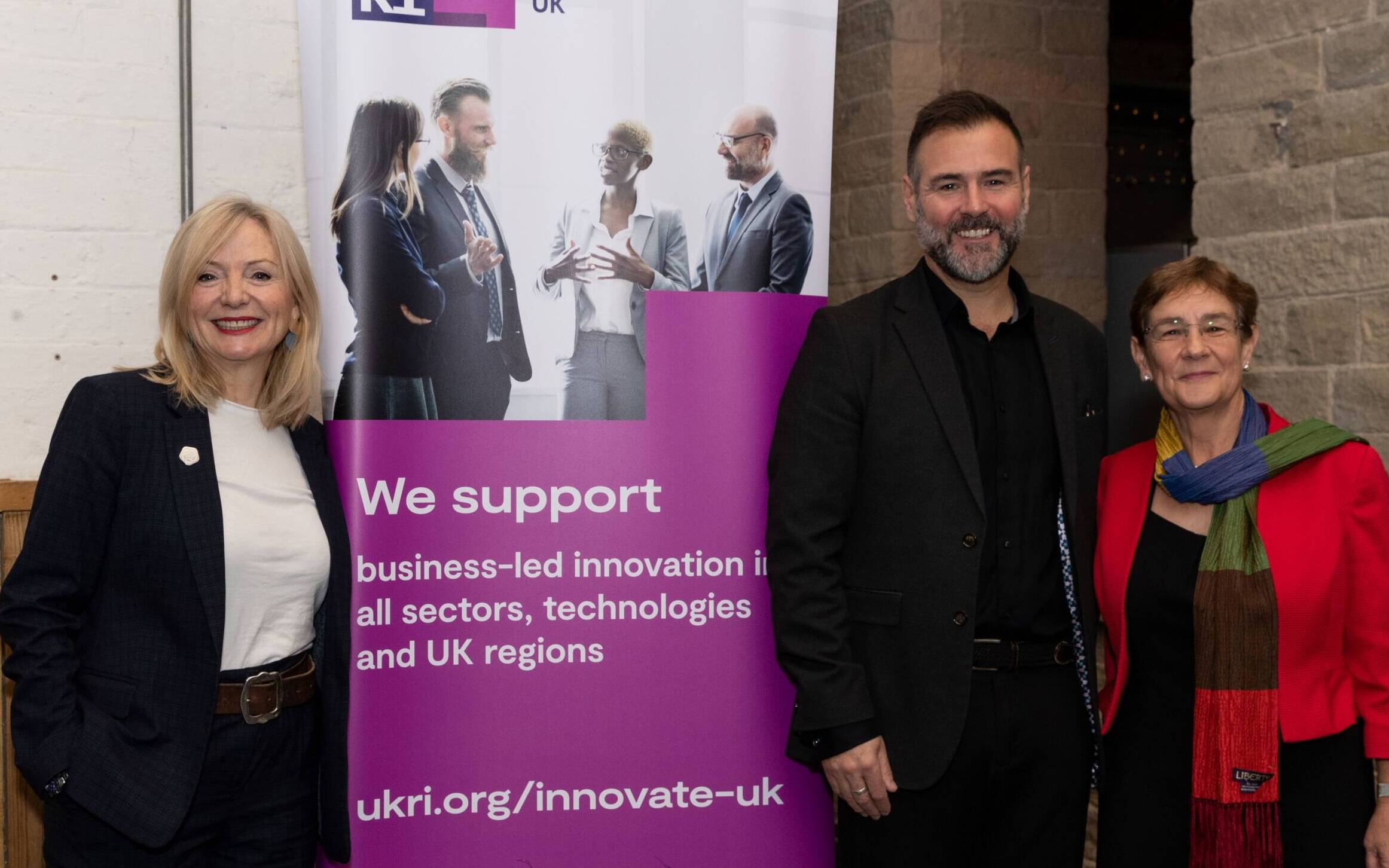 Tracy Brabin, Dean Cook and Cllr Jane Scullion at the Innovate Local West Yorkshire event in Halifax