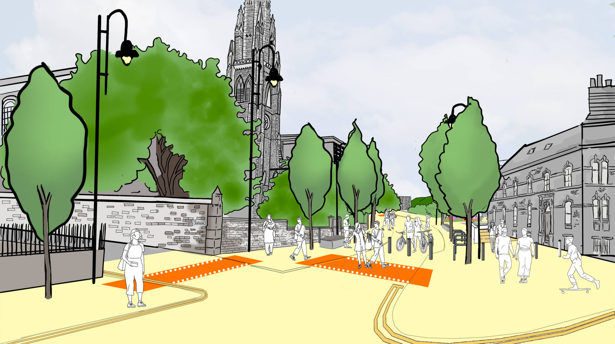 Artist's impression showing the amended layout of roads around Square Chapel and Halifax station