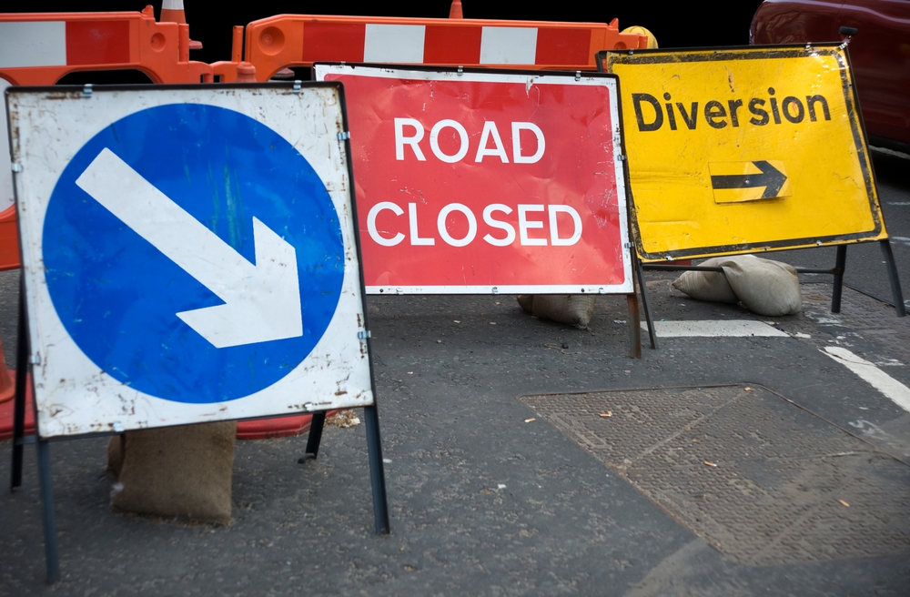 Road works signage