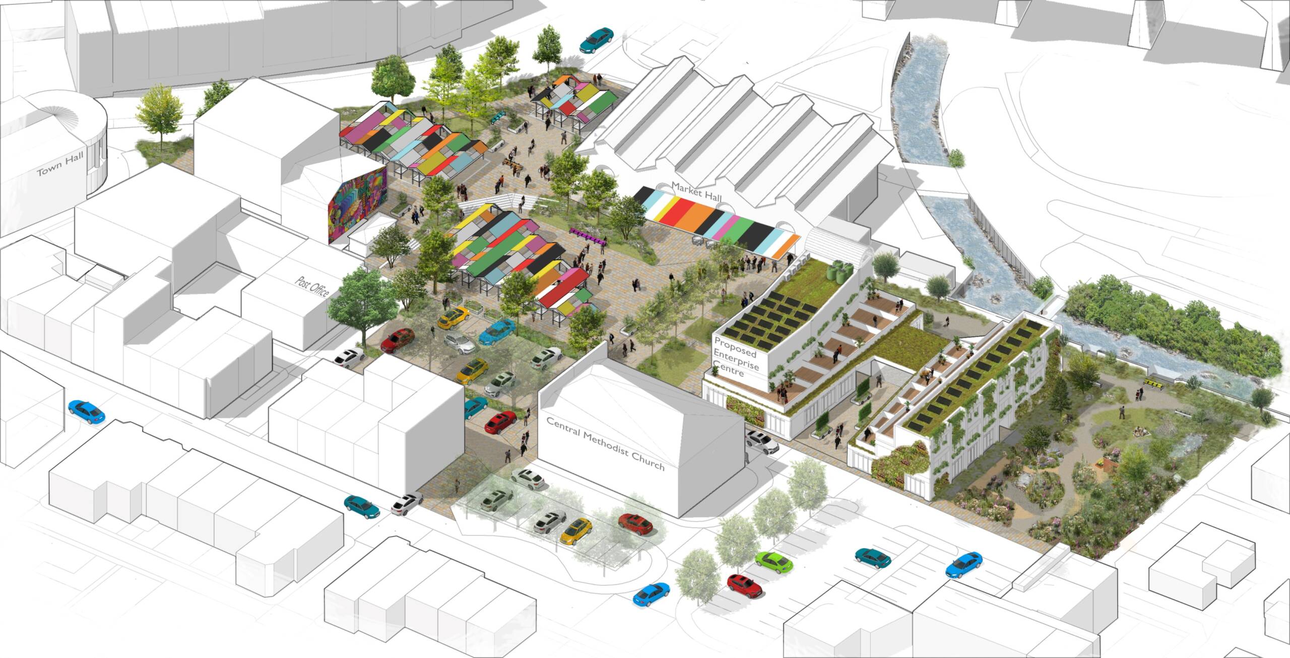 Illustration of how redesigned Bramsche Square, Todmorden could look