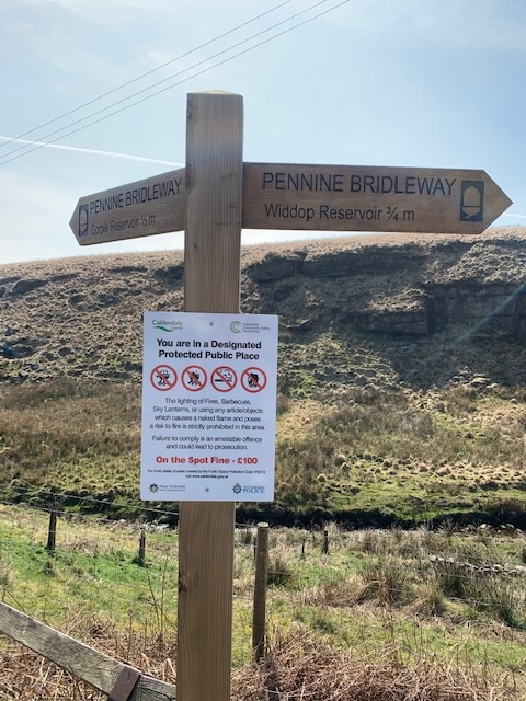 PSPO sign on Calderdale moorland