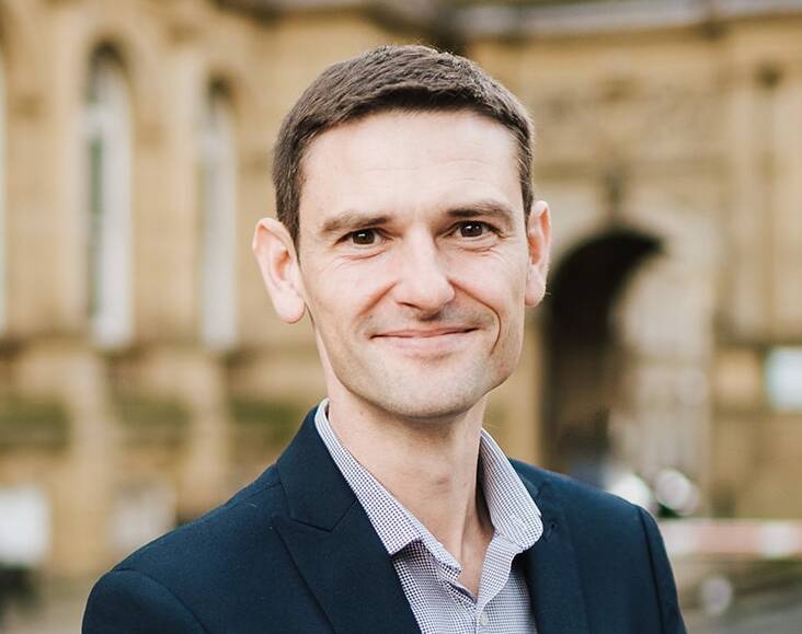 Cllr Adam Wilkinson outside Halifax Town Hall