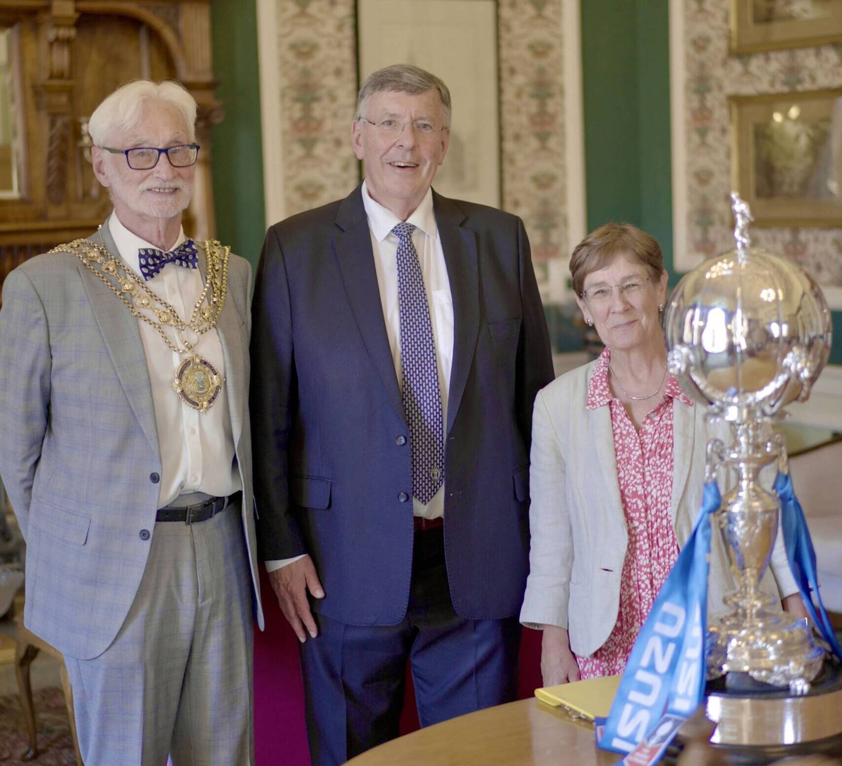 The Mayor, The Chairman of FC Halifax Town and Cllr Jane Scullion with the FA Trophy