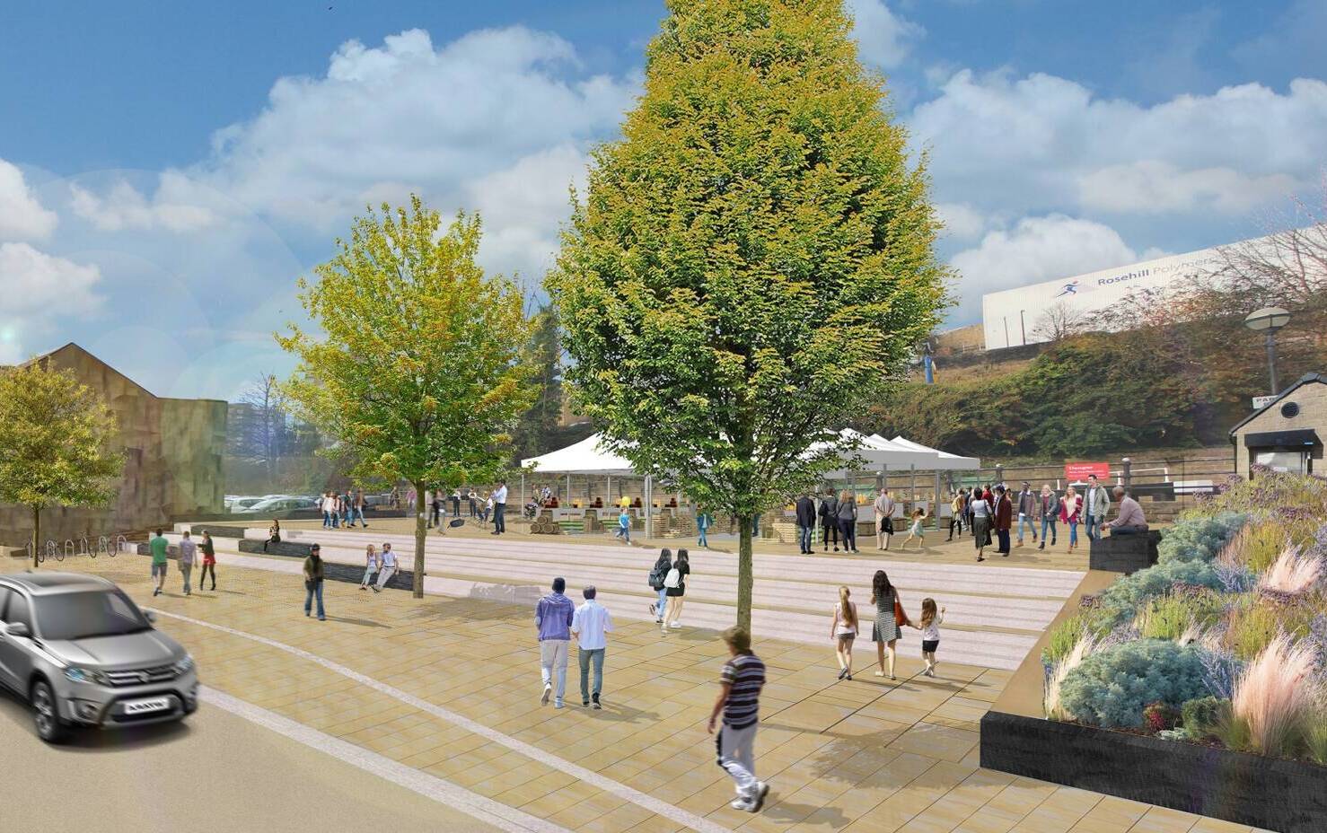 Artist's impression showing how the new Sowerby Bridge Square could look.