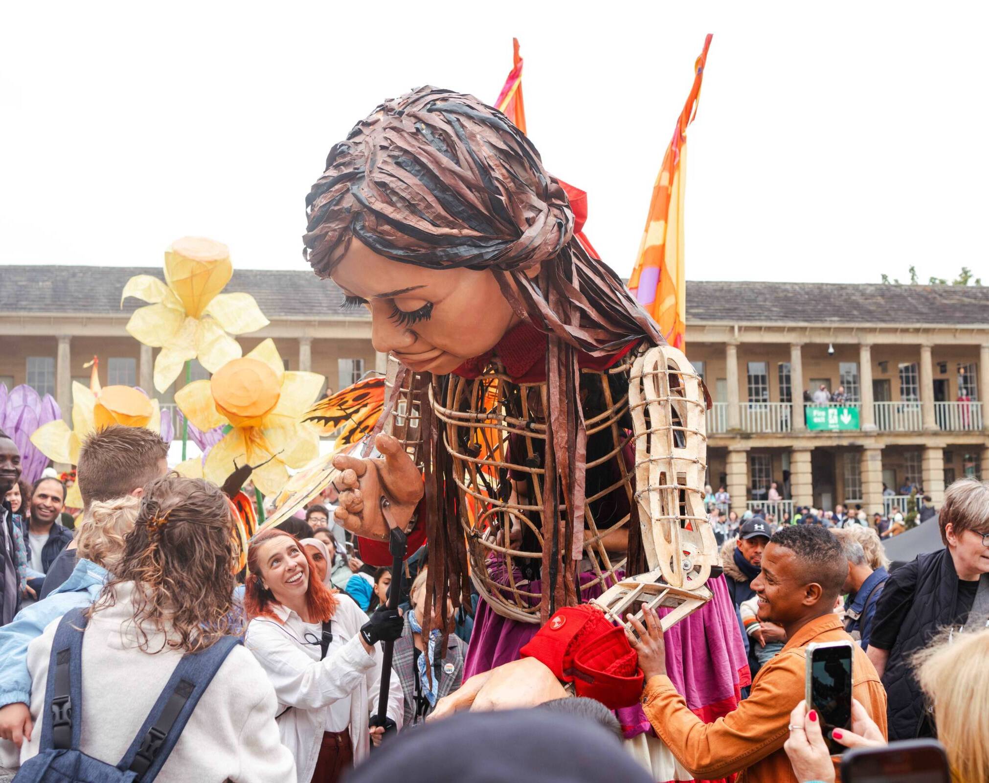 Little Amal puppet at the Yorkshire Integration Festival, The Piece Hall, Halifax, September 2024