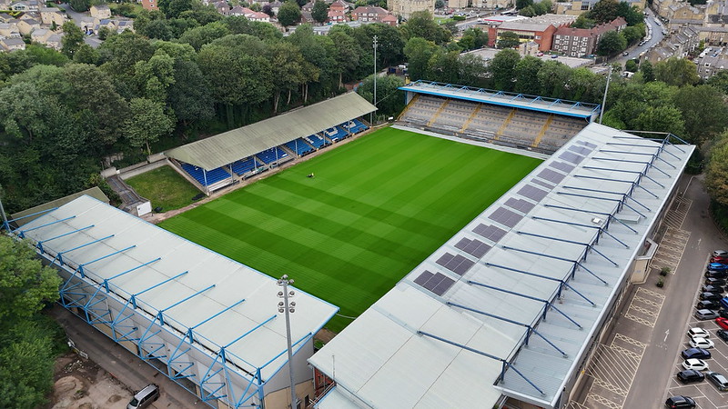 New Shay pitch from above the ground showing the stands and pitch