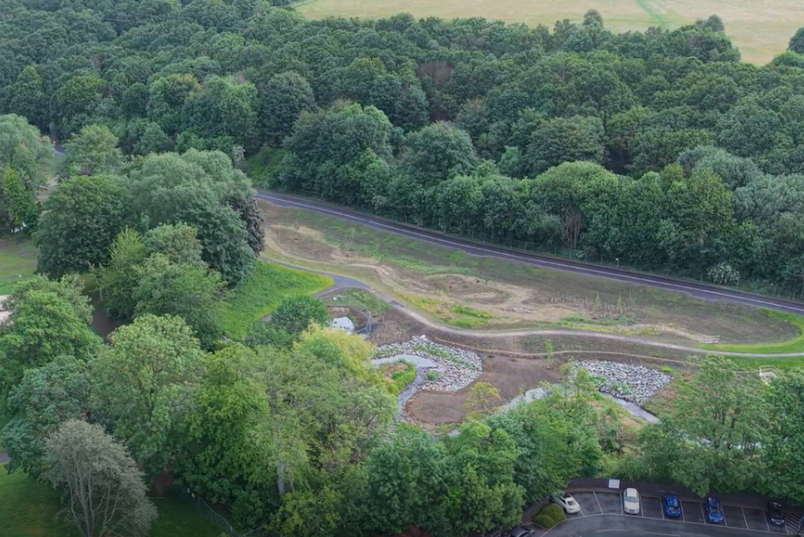 Drone show showing view of Wellholme Park from above